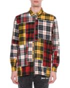 Men's Patchwork Plaid Zip-front