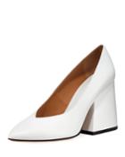 V-neck Pointed Block-heel Pumps