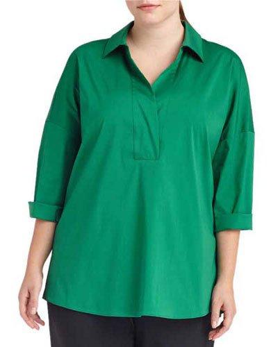 Baldwin Split-neck Blouse, Green