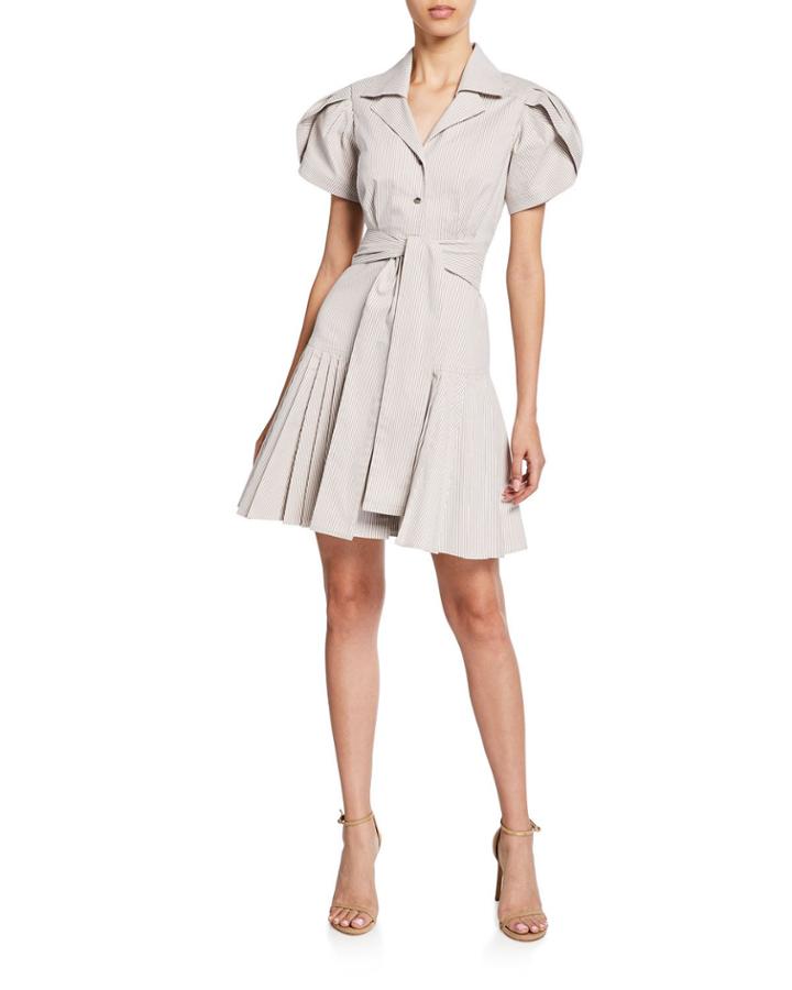 Haylee Striped Shirt Dress W/ Belt