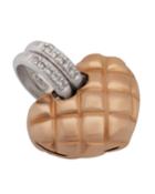 18k Two-tone Gold Quilted Heart Pendant