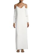 Palloy Cold-shoulder Maxi Dress, White