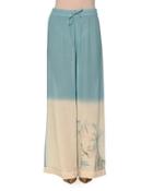 Degrade Printed Wide-leg Pants, Celeste