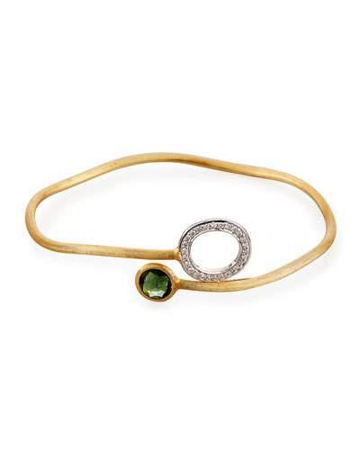 Jaipur 18k Green Tourmaline & Diamond Bangle Bracelet