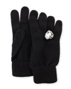 Wool/cashmere Gloves W/ Jeweled Detail