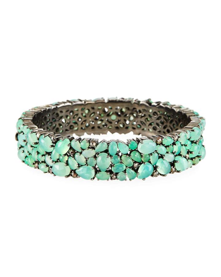 Chrysoprase Scattered Diamond Bracelet