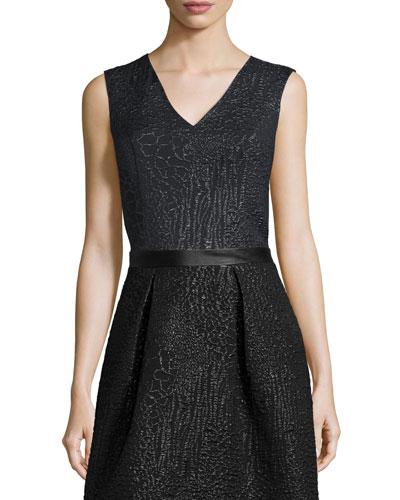 Sleeveless Animal-print Jacquard Top