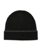 Cashmere Tipped Ribbed Knit Beanie
