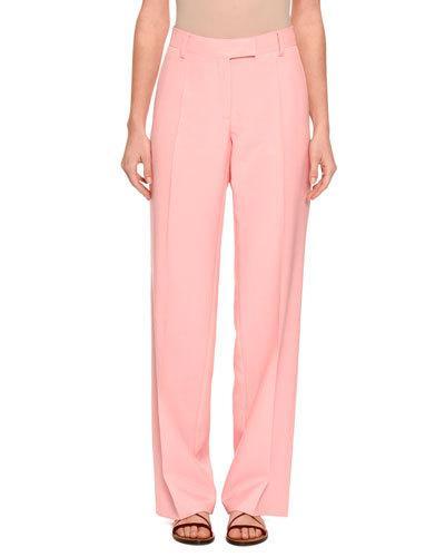 Straight-leg Crepe Trousers, Pink