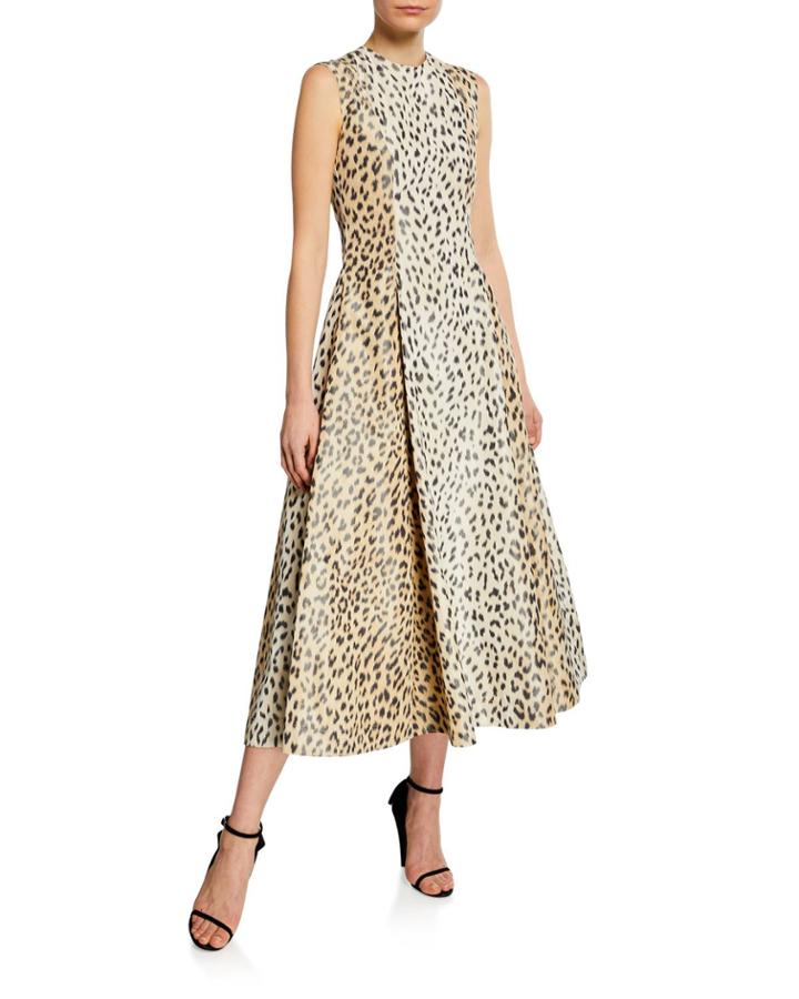 Sleeveless Leopard-print Silk
