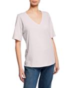 Short-sleeve V-neck Organic Cotton Slub Jersey Tee