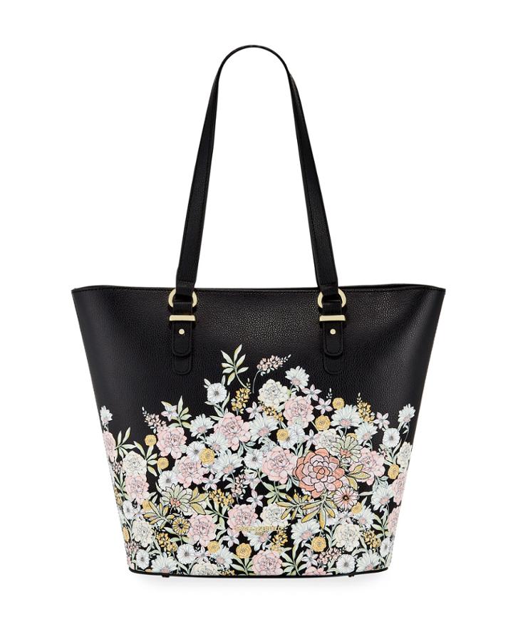 Ellie Floral-print Leather Tote Bag