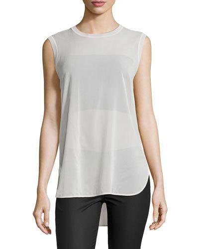 Crewneck Silk Tank, Violet