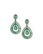 Emerald & Diamond Teardrop Earrings