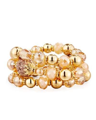 Golden Beaded Stretch Bracelets,