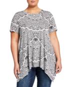 Plus Size Printed Crewneck Short-sleeve