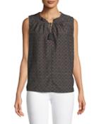 V-neck Pleated-neck Tank