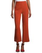 Wool High-waist Cropped Straight-leg Pants