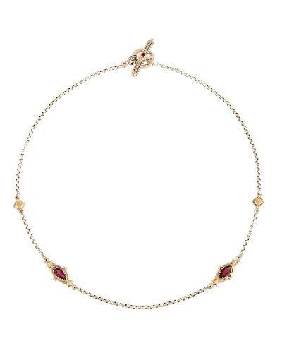 Artemis Silver & 18k Gold Rhodolite Station Necklace