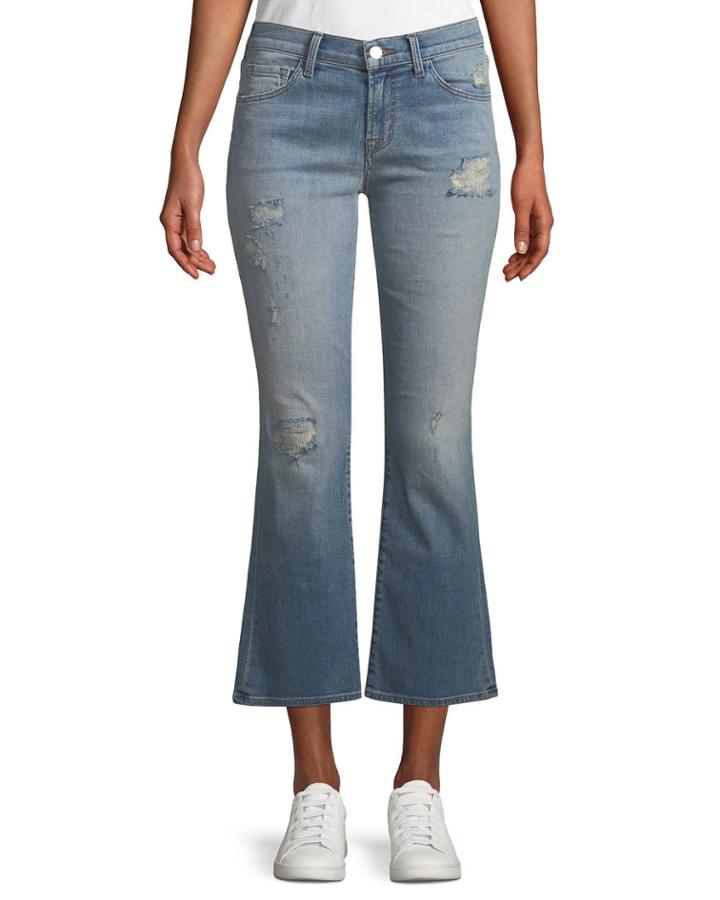 Selena Distressed Cropped Boot-cut Jeans