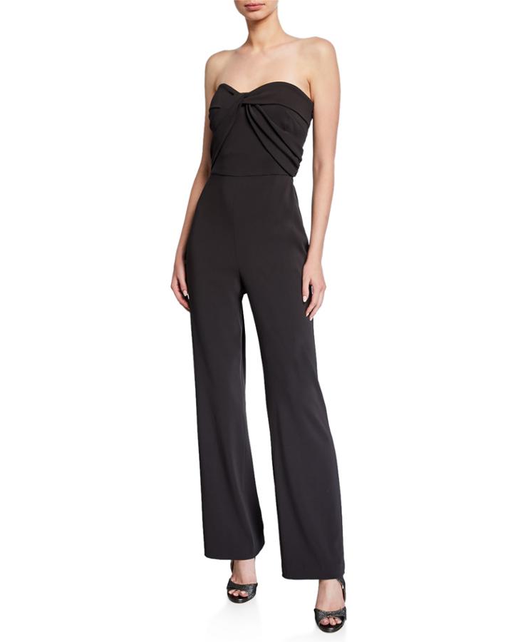 Strapless Bow-front Crepe Jumpsuit