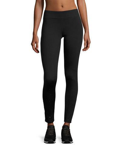 Embellished Long Tech Leggings, Black