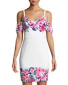 Cold-shoulder Floral Bodycon Dress