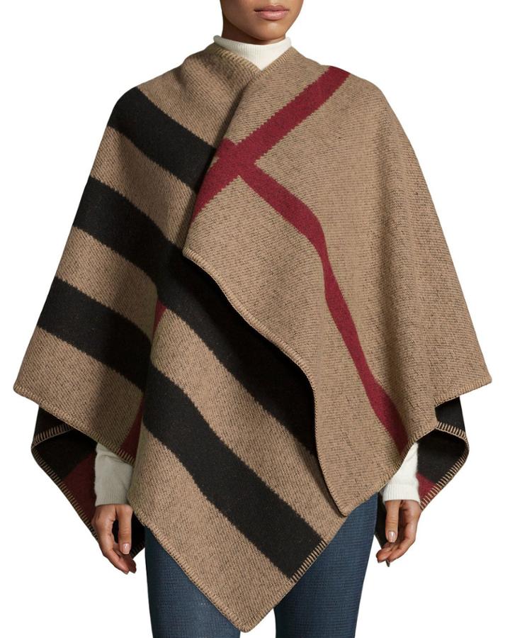 Mega Check Wool/cashmere Cape