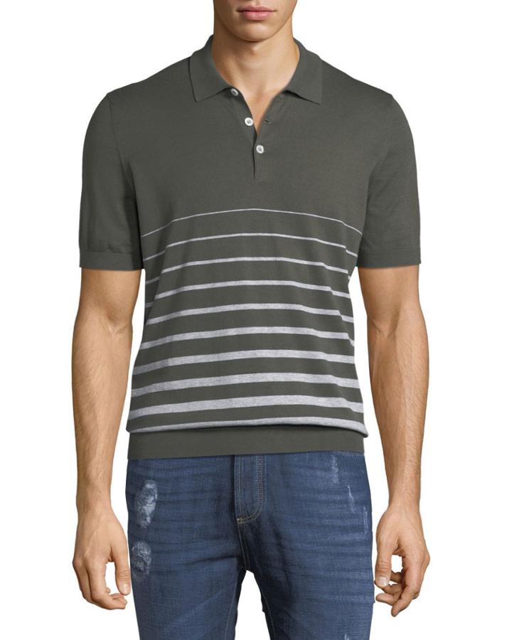 Men's Graduated Stripe Cotton Polo