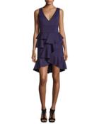 Sleeveless V-neck Ruffle Dress, Purple