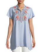 Liva Embroidered Short-sleeve Tunic