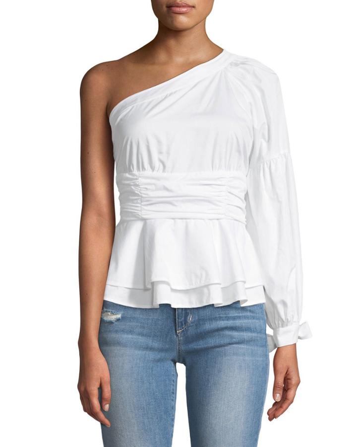Burch One-sleeve Peplum Blouse