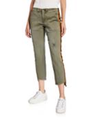 Side Strip Pants W/ Lace-up Back Detail