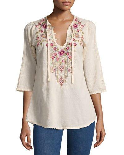 Fabio Embroidered Blouse, Blush