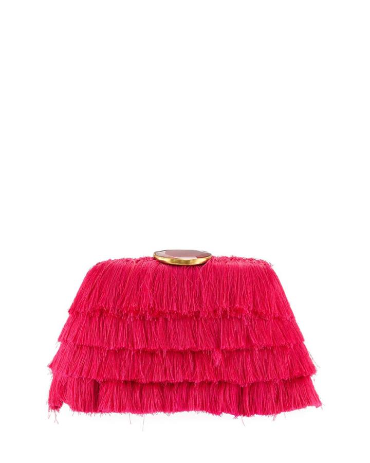 Amanda Fringe Clutch Bag With Agate Clasp