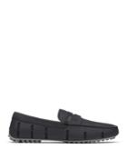 Men's Luxe Nubuck Penny Driver Loafers, Black/gray