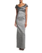 Metallic Twist-front Jacquard Gown