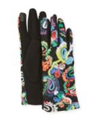 Multicolor Pattern Embroidered Yarn Text Gloves