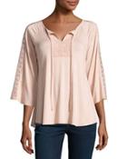 Lace-trim Relaxed Peasant Top