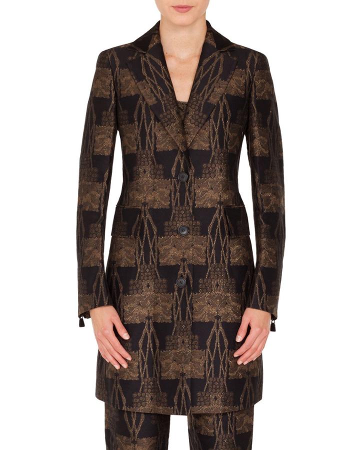 Todd Button-front Fruit Of Vienna Metallic-jacquard Coat
