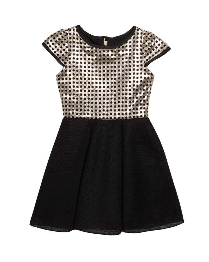 Girl's Meghan Golden Perforated Dress,