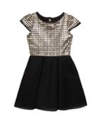 Girl's Meghan Golden Perforated Dress,