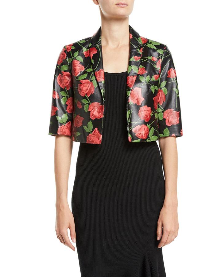 Stemmed-roses Plonge Leather Bolero Jacket