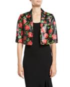 Stemmed-roses Plonge Leather Bolero Jacket