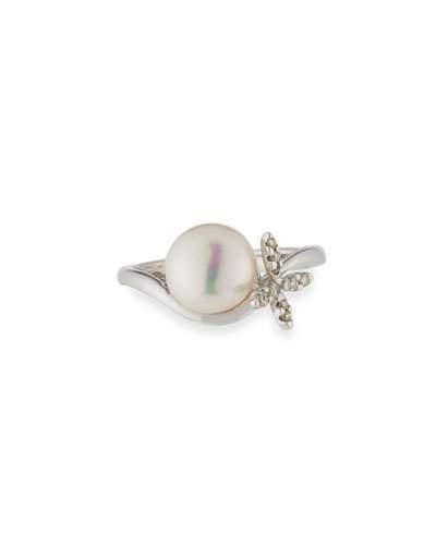 14k Freshwater Pearl & Diamond Ring, 0.078tcw,