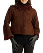 Ruffle-collar Lambskin Jacket W/ Shearling