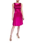 Sleeveless Pleated Fit-and-flare Party Dress