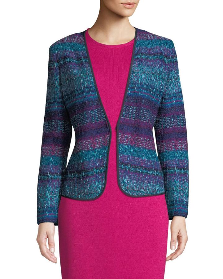 Ellah Collarless Striped Knit Jacket