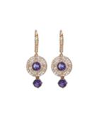 18k Rose & White Gold Diamond And Amethyst Drop Earrings