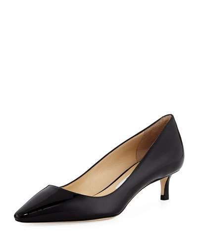 Romy Patent Kitten-heel Pump, Black